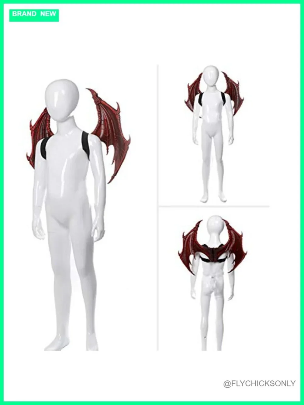 Red Dragon Wings Mask Tail Halloween Devil Costume Set